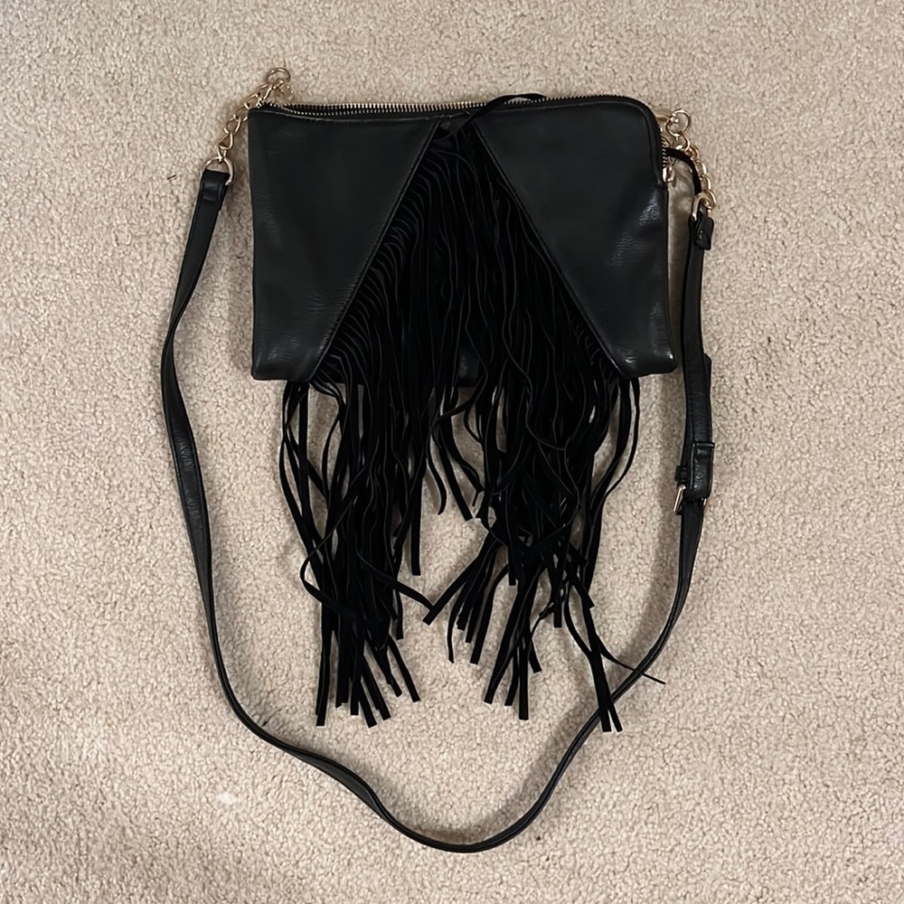 Black Crossbody Two Pocket Crossbody